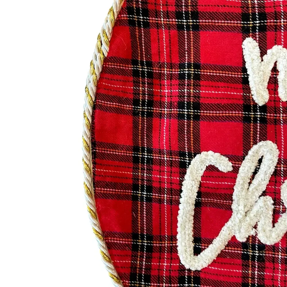 Tahari MERRY CHRISTMAS Red Tartan Plaid Placemats 15in Set of 4 Holiday New